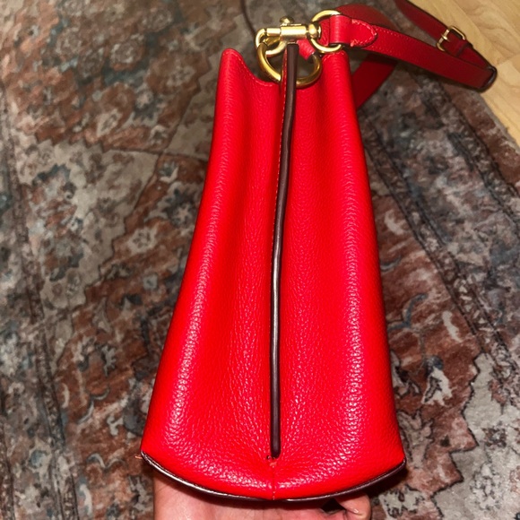 Coach Charlie Red Pebble Leather Cross Body Bucket Bag - Picture 5 of 16